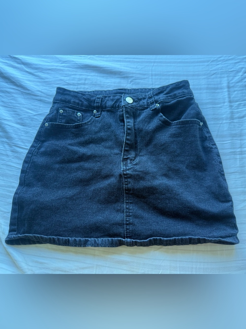 Amazon Black Denim Mini Skirt with Front Pockets